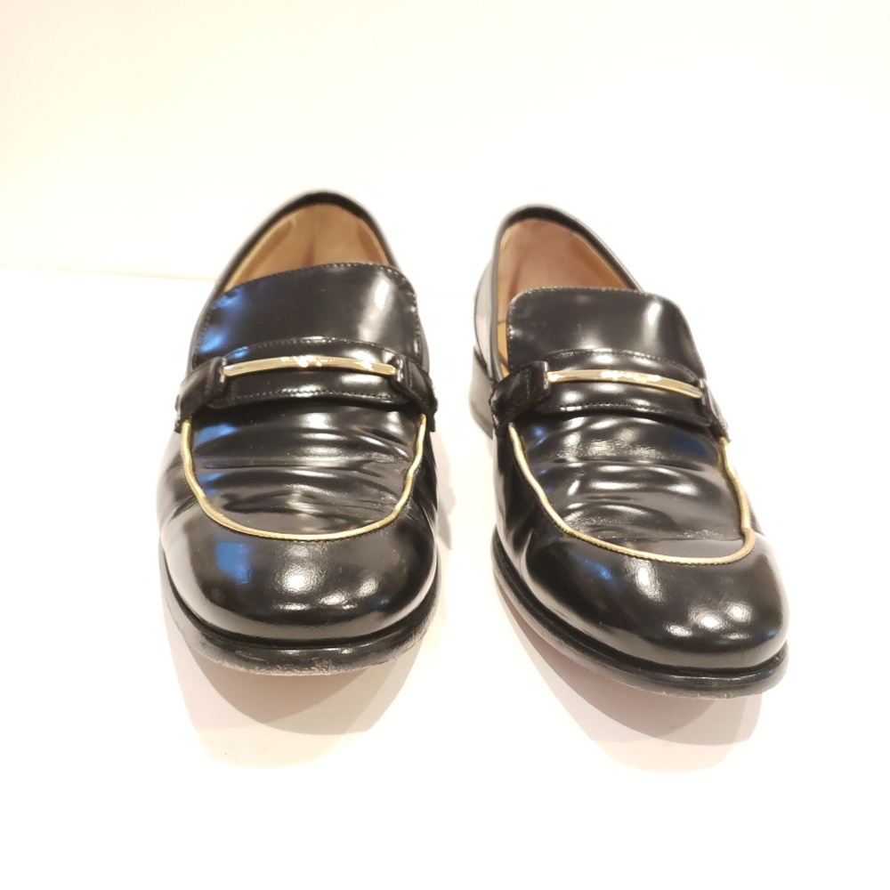 Ferragamo women's loafers flats black patent leather black gold size 8 c wide - Picture 5 of 7